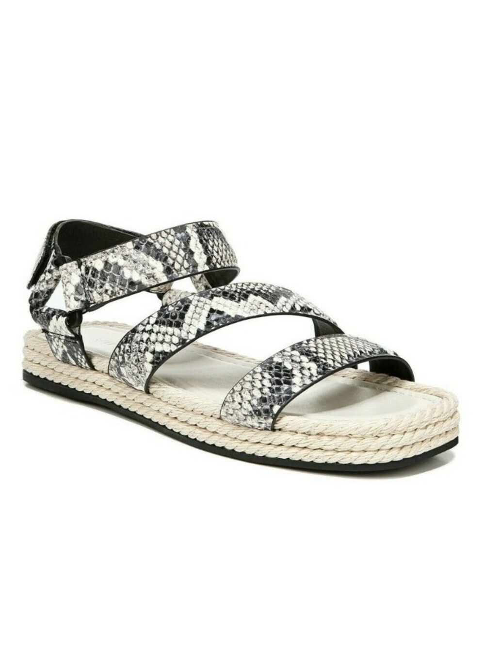 Vince Elian Womens Snake Embossed Leather Flat Espadrille Sandal Natural US 8.5